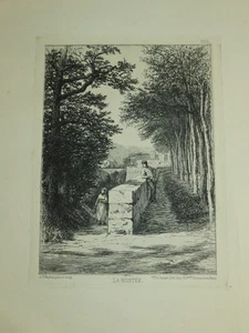 Martial POTEMONT 1828-1883 EAU FORTE ANIMEE SOUS BOIS FORET LA MONTEE BARBIZON - Picture 1 of 3