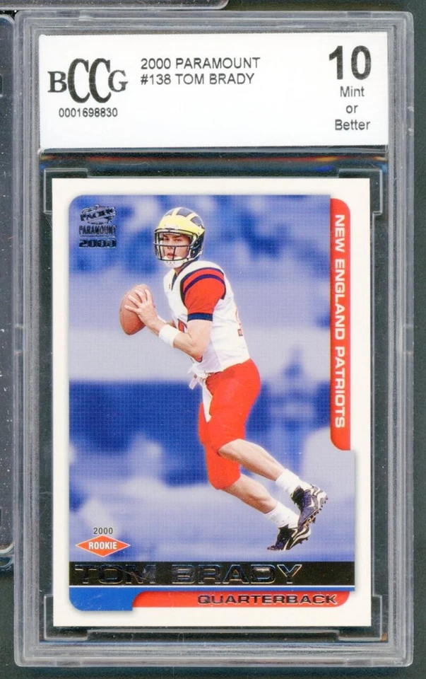 2000 Paramount #138 Tom Brady Rookie Card BGS BCCG 10 Mint+ - Image 1 of 4
