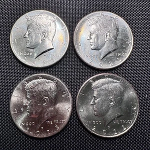 Lot of 4 John F Kennedy AU 2023 P (x2) & D (x2) Half Dollar Coins $2 Face Value - Picture 1 of 10
