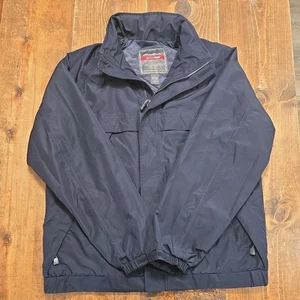 Eddie Bauer Jacket Mens Large Tall WeatherEdge Waterproof Rain Coat Hooded Blue - Picture 1 of 10