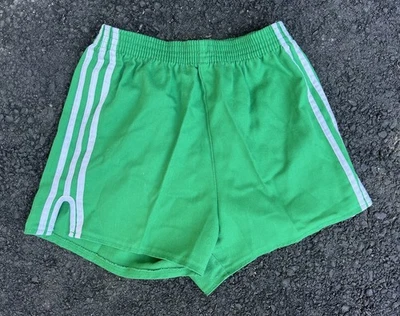 Vintage Adidas Style Shorts Running Tennis 70s 80s 3 Stripes Made In USA Green - Image 1 of 4