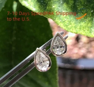 S925 Silver Pear Cut 0.5-1ct Water Drop Earrings Fashion Classic Single Item - Picture 1 of 16