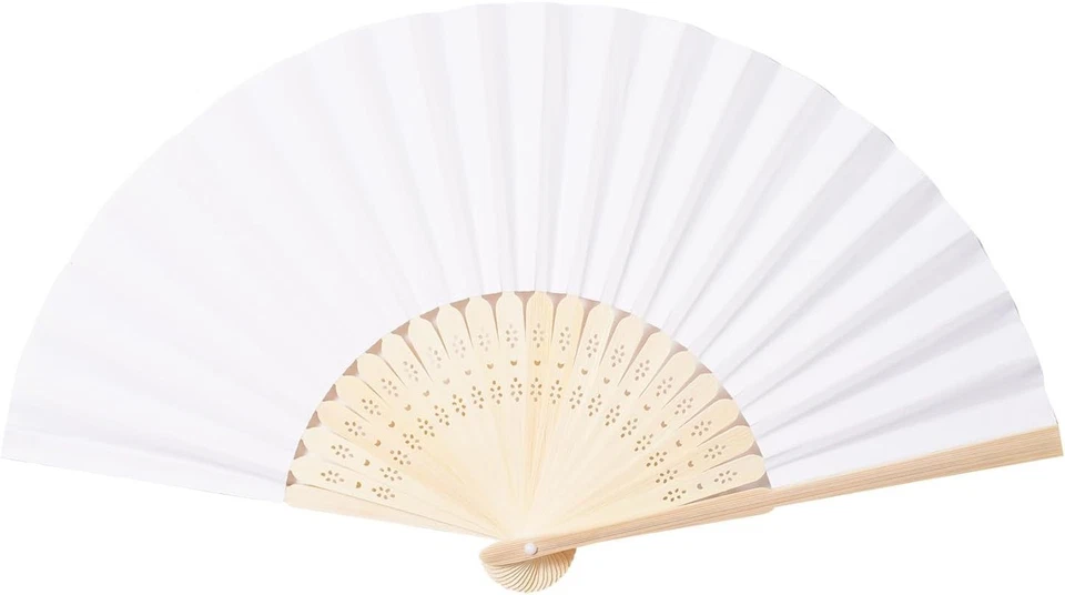 50件装白纸手扇竹制折叠手持纸折叠婚礼零件 — 第 1/4 张图片