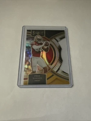 2023 Panini Select - Premier Level Fred Warner #195 Red & Yellow Prizm Die-Cut - Image 1 of 2