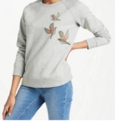 Sudadera Boden Mujer Pequeña Pájaros Mágicos Lentejuelas Bordada Gris Y2K Foto 1 de 4