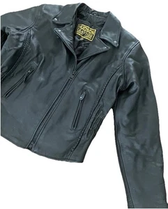 Vintage Hudson Leather Moto Edgy Motorcycle Biker Braid Cinch Lined Jacket - Picture 1 of 18