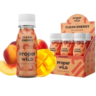 Proper Wild Natural Energy Shots Peach Mango 6-Pk Clean All-Day Boost, EXP 05/27 - Imagem 1 de 4