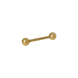 14K Gold Plated Straight Barbell Nipple Tongue Rings Surgical Steel Bar Barbell - Picture 1 of 13