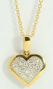 18K Gelbgold Prinzessfassung Herz moderner Diamant Anhänger (1 Kt H Vs) - Bild 1 von 3