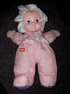 POU/ DOUDOU PELUCHE POUPEE VINTAGE PLAYSKOOL HASBRO  ROSE VERT BRUIT POUET TTBE - Picture 1 of 5