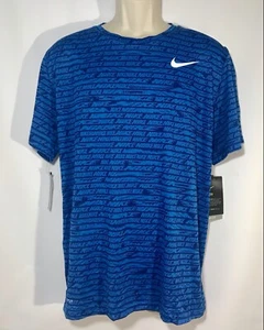 Nike Shirt Men's All-Over Print Dri-Fit Training Seasonal Battle Blue - Picture 1 of 17