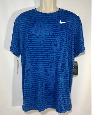 Nike Shirt Men's All-Over Print Dri-Fit Training Seasonal Battle Blue - Image 1 of 4