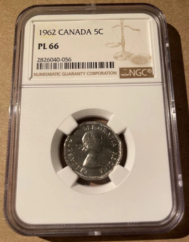 1962 Canada 5 Cents NGC PL 66 - Proof Like - Only 3 In Higher Grades! Nickel Cover