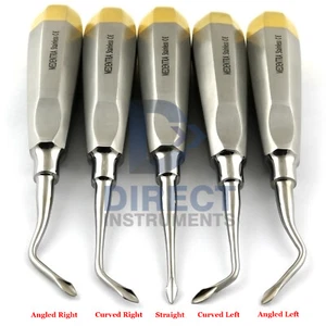 5Pcs Set Dental Spade Elevators Concave Tip Root Extraction Straight Left Right - Picture 1 of 7