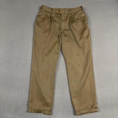 Pantalones Bills Khakis Para Hombre 38 (Ajuste 34) Marrón Pierna Recta Plisados Delanteros Puños Lana Foto 1 de 4