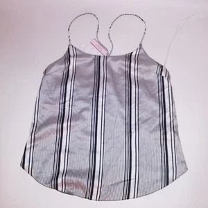 Victoria Secret Camisole Tank Top Sleepwear XS Stripe Black White Satin New - Picture 1 of 6