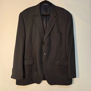 RALPH LAUREN Dillard's BLACK 100% Wool WHITE Pinstripe Blazer Men's Size 50R. - Picture 1 of 18