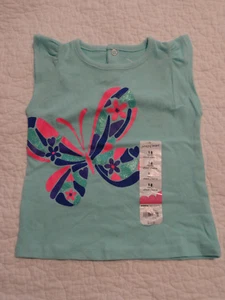 Jumping Beans Girls Green Short Sleeve Top w/Butterfly Sz 18 Months NWT - Picture 1 of 3