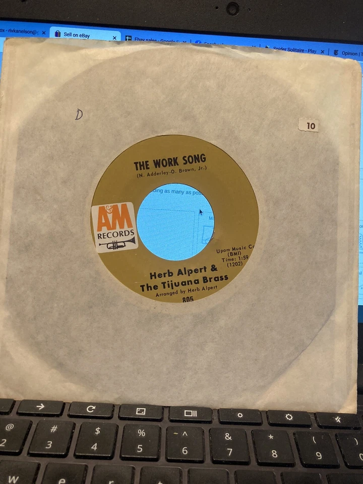 Herb Alpert & the Tijuana Brass, The Work Song, 45 rpm, vintage vinyl - Image 1 of 1