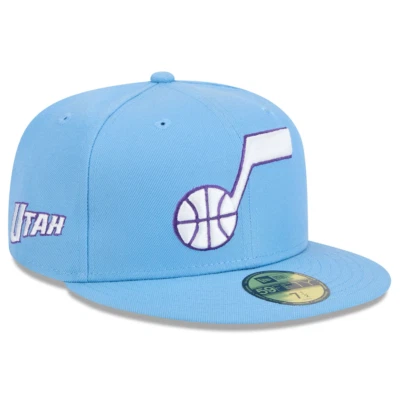 Chapéu Utah Jazz azul claro edição cidade alternativa New Era 59Fifty ajustado tamanho 7 5/8 - Imagem 1 de 4