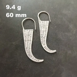 ARTISAN SILVER EARRINGS CRAFT VINTAGE DANGLES 9g GOTHIC MESSIVE HOOK #A307 - Picture 1 of 5