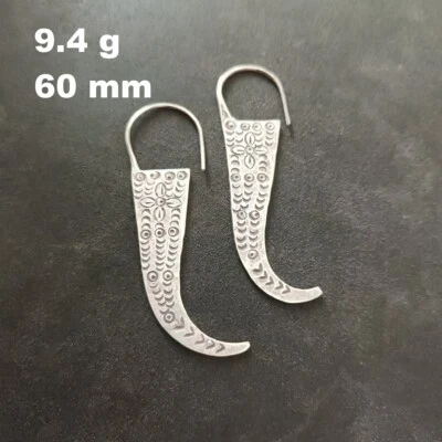 ARTISAN SILVER EARRINGS CRAFT VINTAGE DANGLES 9g GOTHIC MESSIVE HOOK #A307 - Image 1 of 4