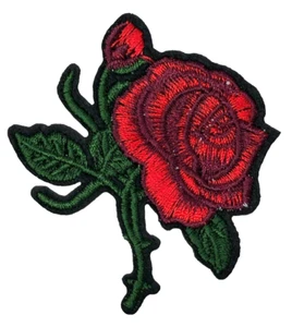 Patch Sew On Iron On Embroidered Clothing Hats Jackets Coat ROSE FLOWER A153 - Picture 1 of 3
