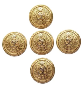 5 Pendleton Cúpula Top Dorado Latón Vástago Abrigo Chaqueta Botones Corona Laurel Patrón - Imagen 1 de 1