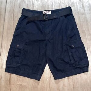 Arizona Classic Fit Shorts Mens Size 32 Black Cargo Pocket Belted