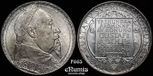 SUECIA, Gustavo V, 2 coronas 1932, 300 aniversario - muerte de Gustavo II, UNC - Imagen 1 de 6