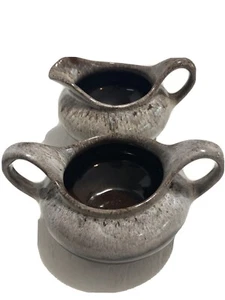 Evangeline Canada Keramik Zucker & Milchkännchen braun Tropf Ton Material - Bild 1 von 5