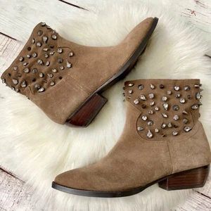 Sam Edelman Avril hellbraune Wildleder/Silber & Kunstkristall Nieten Stiefeletten - Bild 1 von 12