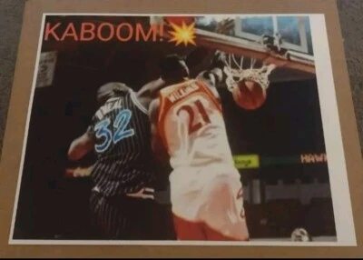 DOMINIQUE WILKINS SLAM DUNKS ON SHAQUILLE O'NEAL GLOSSY 8.5x11 KABOOM!💥POSTER  - Image 1 of 3