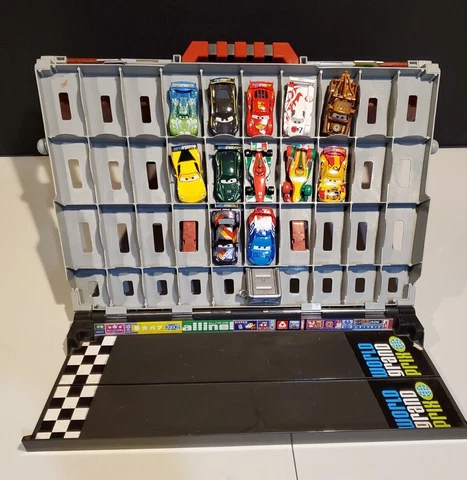 Disney Pixar Cars 2 WGP Lot x12 w Fan Stands Play N Display Carrying Case 1:55 Cover