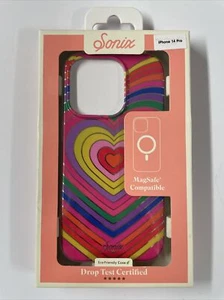 Sonix Case for iPhone 14 Pro MagSafe drop tested Rainbow Hearts Brand New In Box - Picture 1 of 2