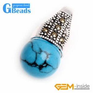 12mm round beads Marcasite silver pendant 12x24mm FREE gift box + necklace chain - Picture 1 of 44