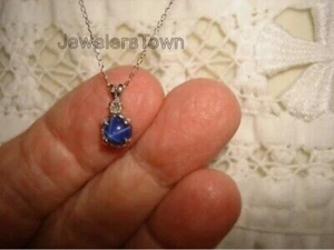 Cornflower Vintage Star Sapphire Necklace 92.5 Sterling Silver / Blue Star - Picture 1 of 5