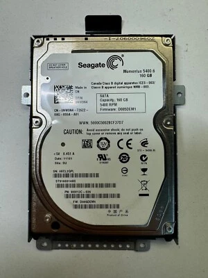 DELL NW9N4 ST9160314AS 9HH13C-036 160GB 5.4K RPM 8MB CACHE 3Gb/s SATA 2.5" HDD - Image 1 of 4