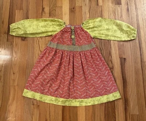 Girls La Jenns Long Sleeve Red And Green Dress Size 7 - Picture 1 of 12