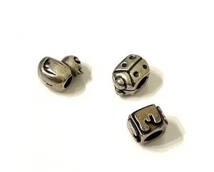 Amore & Baci Italy 925 Sterling Silver 3 Pcs  Bracelet Charm Set - Picture 1 of 3