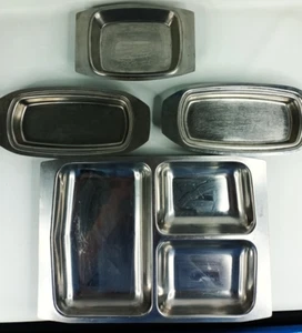 Serving Dishes Vintage Stainless Steel, X 4 Party Nibbles - Picture 1 of 10