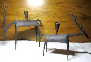 SCHMIEDEEISEN Mid Century Brutalistische Skulptur HIRSCH Antilope Paar SKANDINAVISCH - Bild 1 von 24