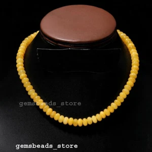 925 Sterling Silver Yellow Aventurine Quartz Delicate Smooth 8-9MM Necklace 18" - Picture 1 of 9