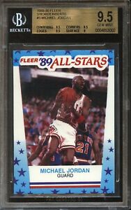 1989 Fleer Sticker MICHAEL JORDAN #3 Bulls BGS 9.5 Gem Mint 