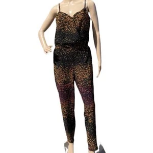 Jessica Simpson Bren Women Multicolor Jet Black Autumn Braided Strap Jumpsuit S - Picture 1 of 6
