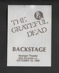 Grateful Dead Acoustic & Electric NEW ORLEANS Original Back Stage Pass 1980