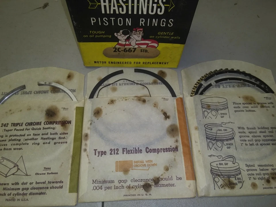 1963-1970 Chevy/Oldsmobile/Pontiac/GMC 230,250 хромированные поршневые кольца (STD) - Изображение 1 из 1