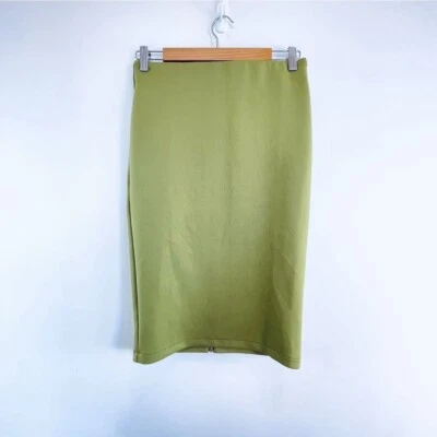 Catherine Malandrino Size 8 XS Khaki Olive Green Stretch Jersey Pencil Skirt - Image 1 of 4