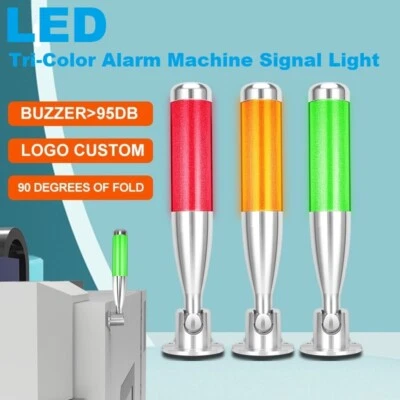LED Signal Warning Light 24V 220V CNC Tri-color Light Aluminum Alloy Fold Signal - Image 1 of 4