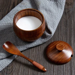 Seasoning Jar Spoon Salt Pepper Cellar Salt Bowl with Spoon Condiment Container - Picture 1 of 12